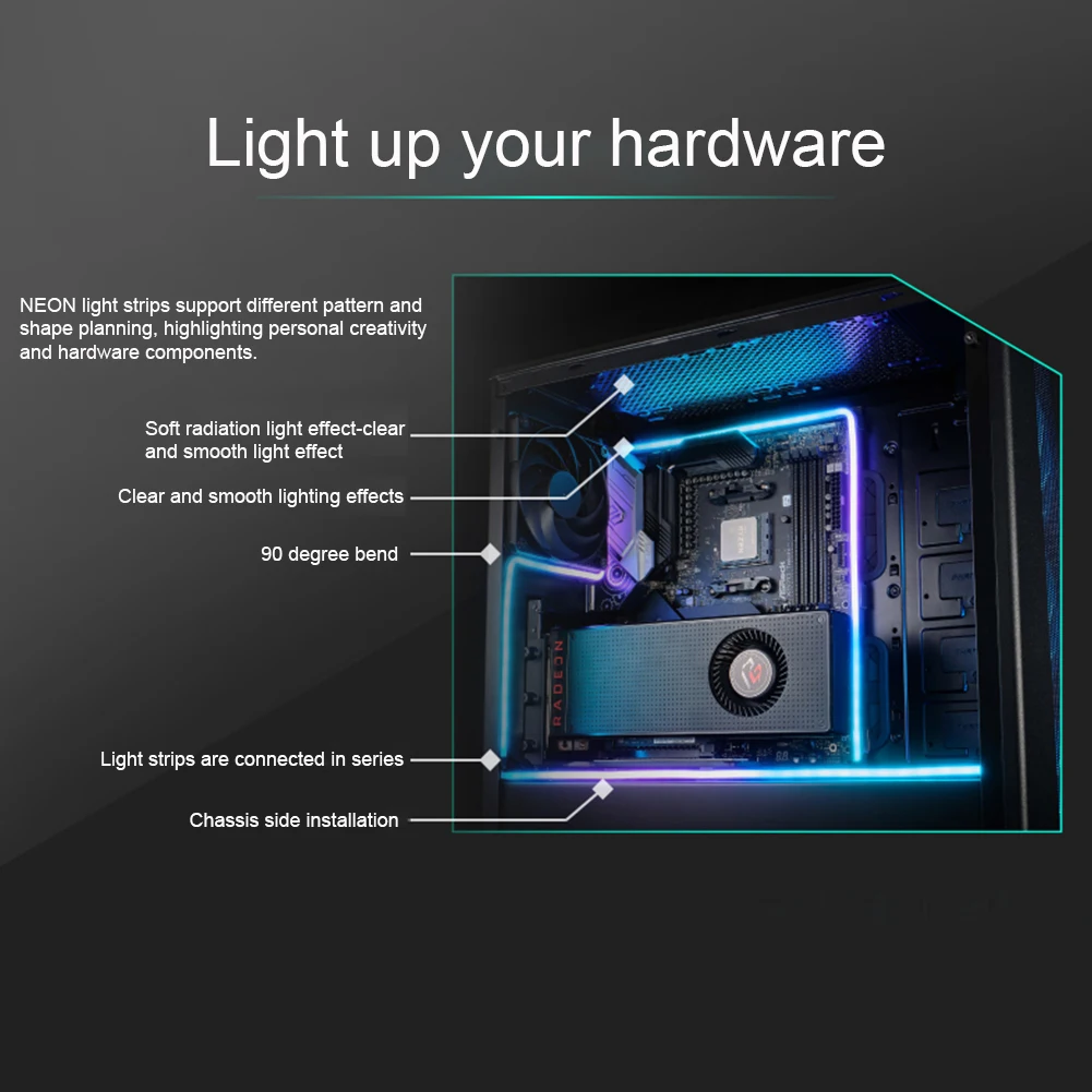 

550mm Full Color Range Digital RGB Computer Cases Easy Install PC 3Pin Motherboard Addressable LED Light Strip 5v Controller