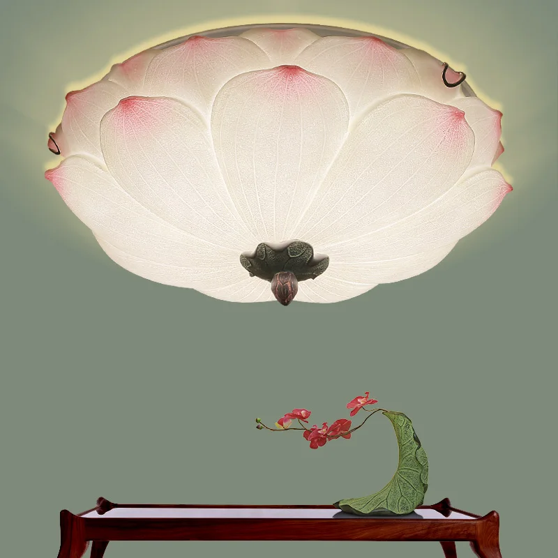 Креативная Классическая Новая китайская потолочная лампа Lotus бытовой круглый