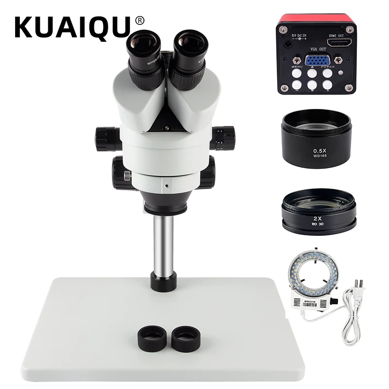 Lab Industrial 7X 45X Simul-focal Trinocular Stereo Microscope 3.5-90X Sets with VGA HDMI Camera For Phone PCB Soldering Repair