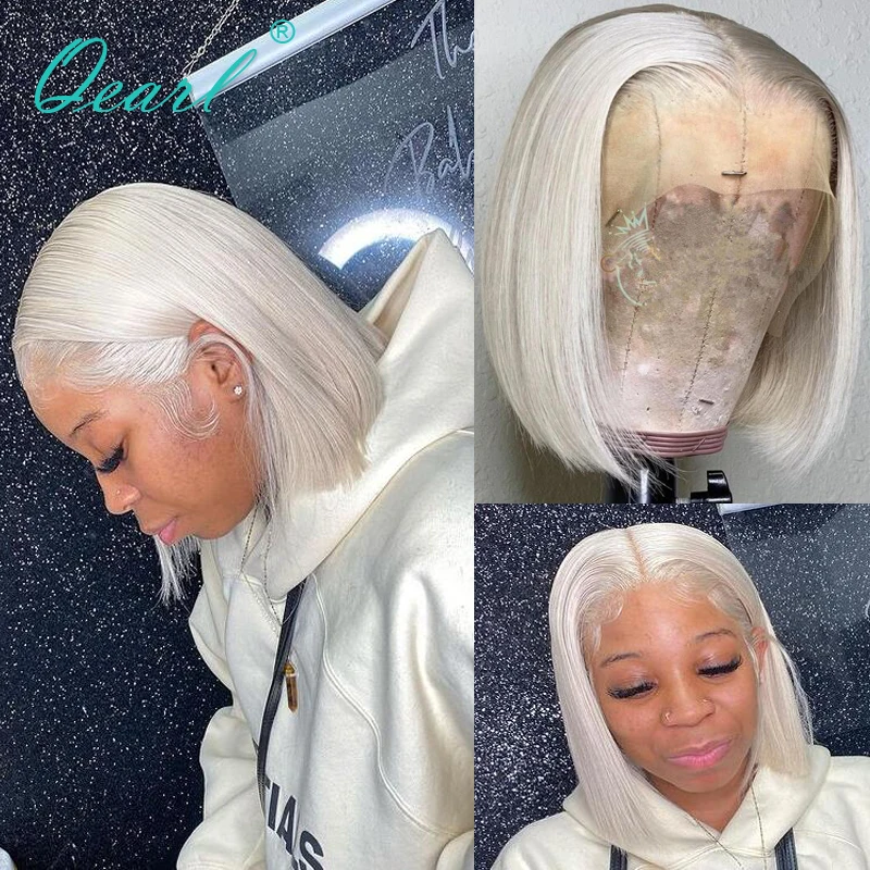 Wigs Human Hair Wigs Ash Blonde Short Bob Lace Frontal Wig 13x4 Straight New in Wigs for Women White Icy Virgin Hair Qearl