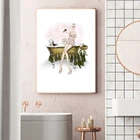 Настенная Картина на холсте в ванную комнату, модный красивый постер для ванны с красивой девушкой, иллюстрация, принты, Декор