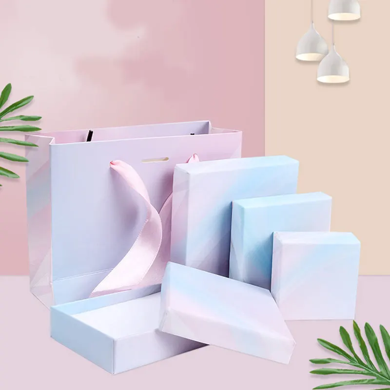 Jewelry Set Gift Box Ring Necklace Bracelets Earring Gift Packaging Boxes With Sponge Inside Square