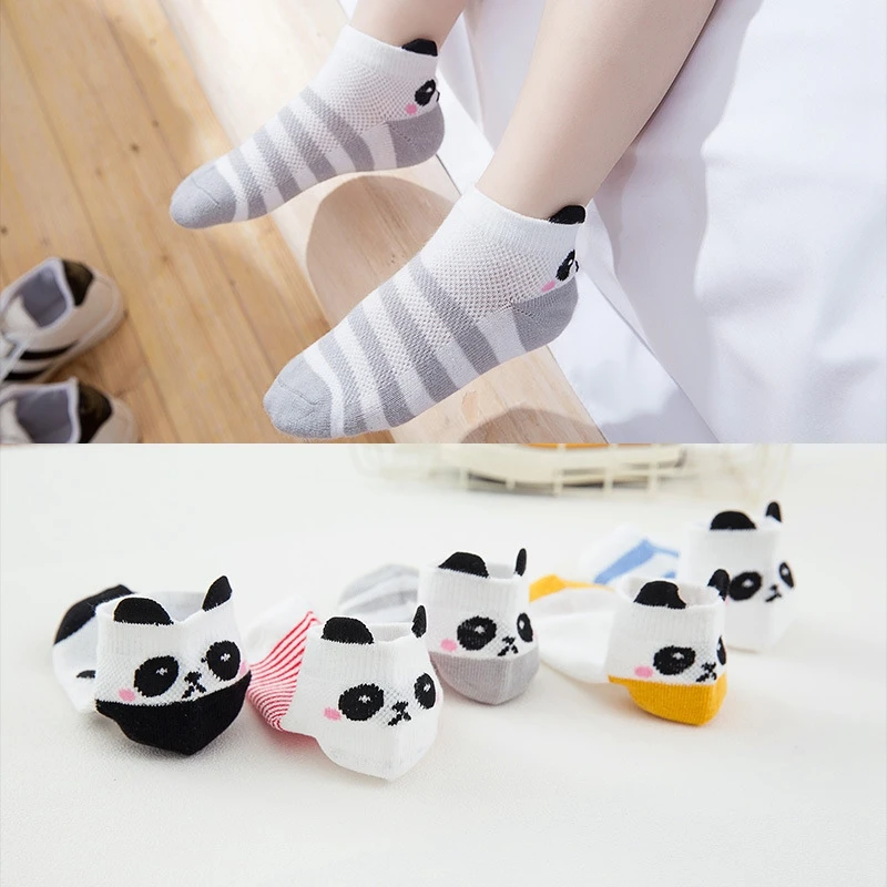 

5 Pairs/lot 1 to 12years Spring Summer Thin Mesh Socks For Girls Boys Cute Animal Children's Thin Sock Baby Newborn Short Socks