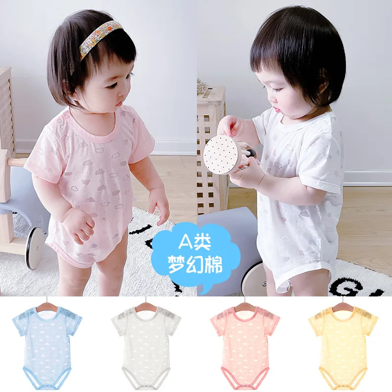 Children's clothing 0-3 years old newborn clothes summer cotton breathable thin short-sleeved triangle romper baby jumpsuit