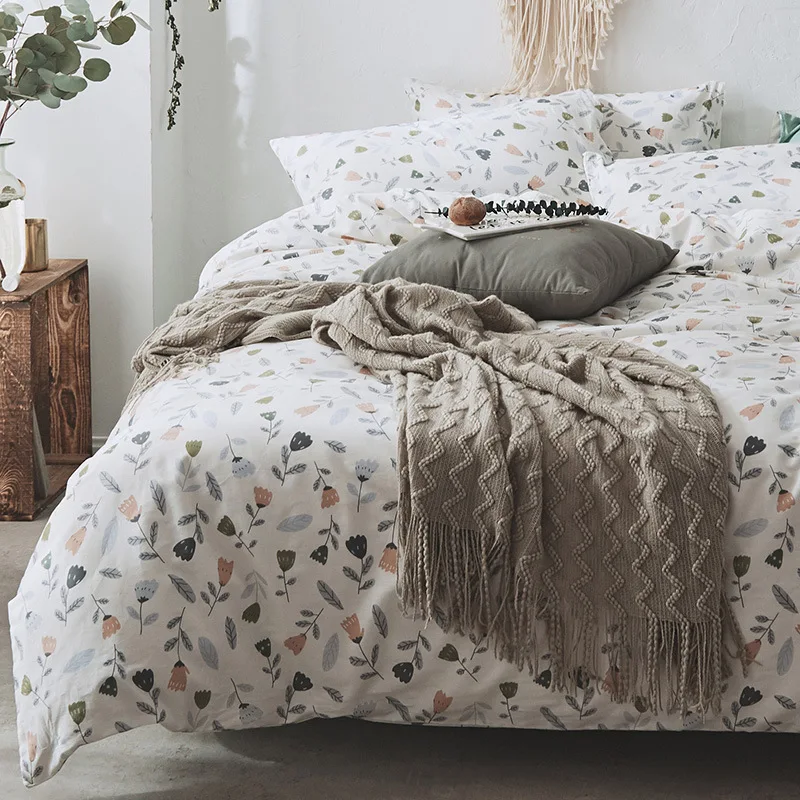 

claroom 100% Cotton Bedding Set pink Bed Linen cute flower duvet cover set Single Double Size AC81*