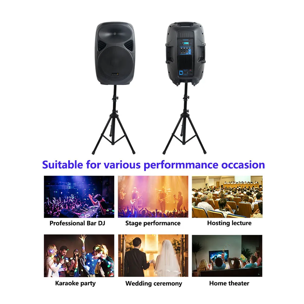 저렴한 15 인치 2500W PA 전원 활성 스피커 무대 삼각대 스탠드 2 채널 UHF 헤드셋 무선 마이크 SSD-15A + SMU-0202B