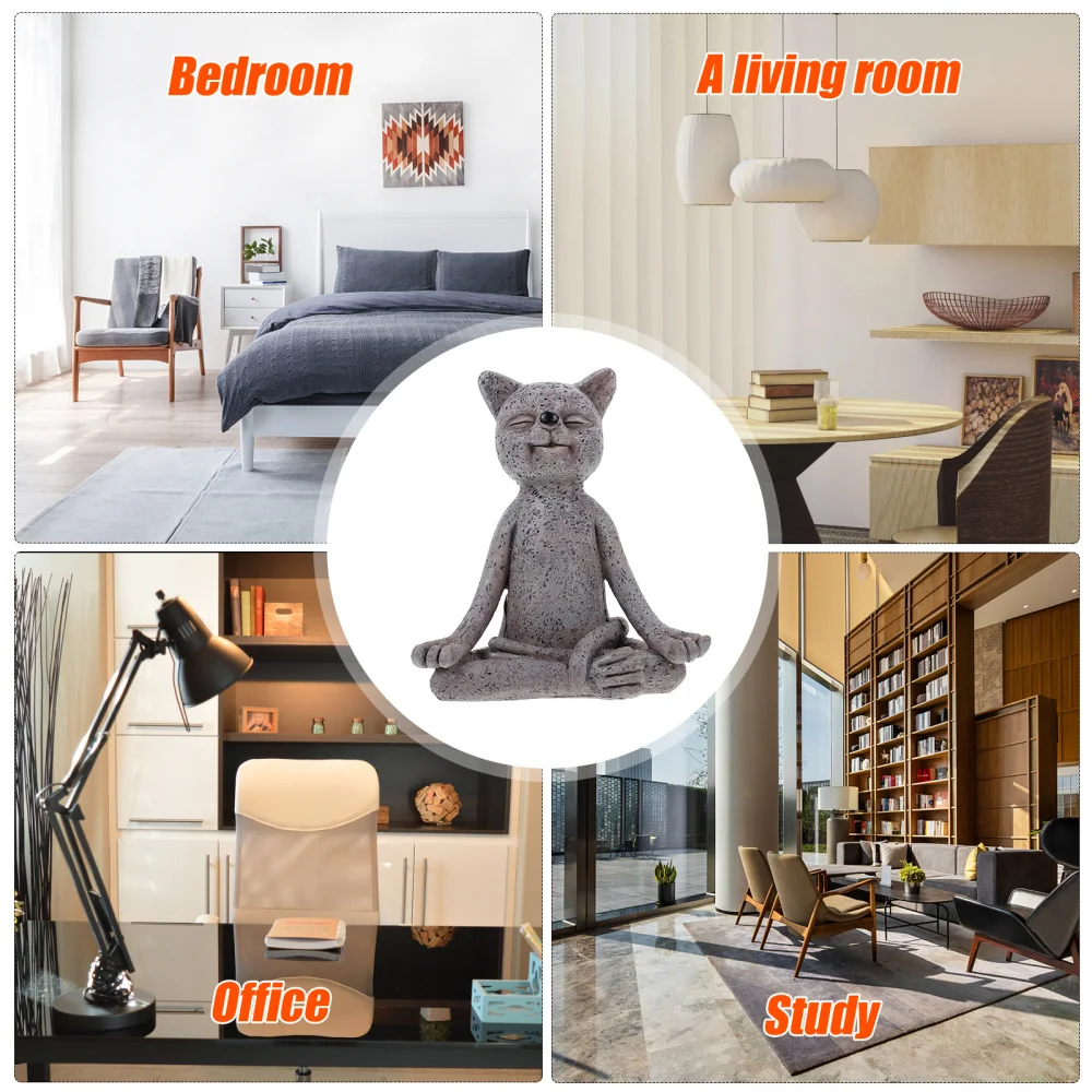 

1pc Creative Cat Adornment Home Use Meditation Cat Figurine Decor Craft Decor