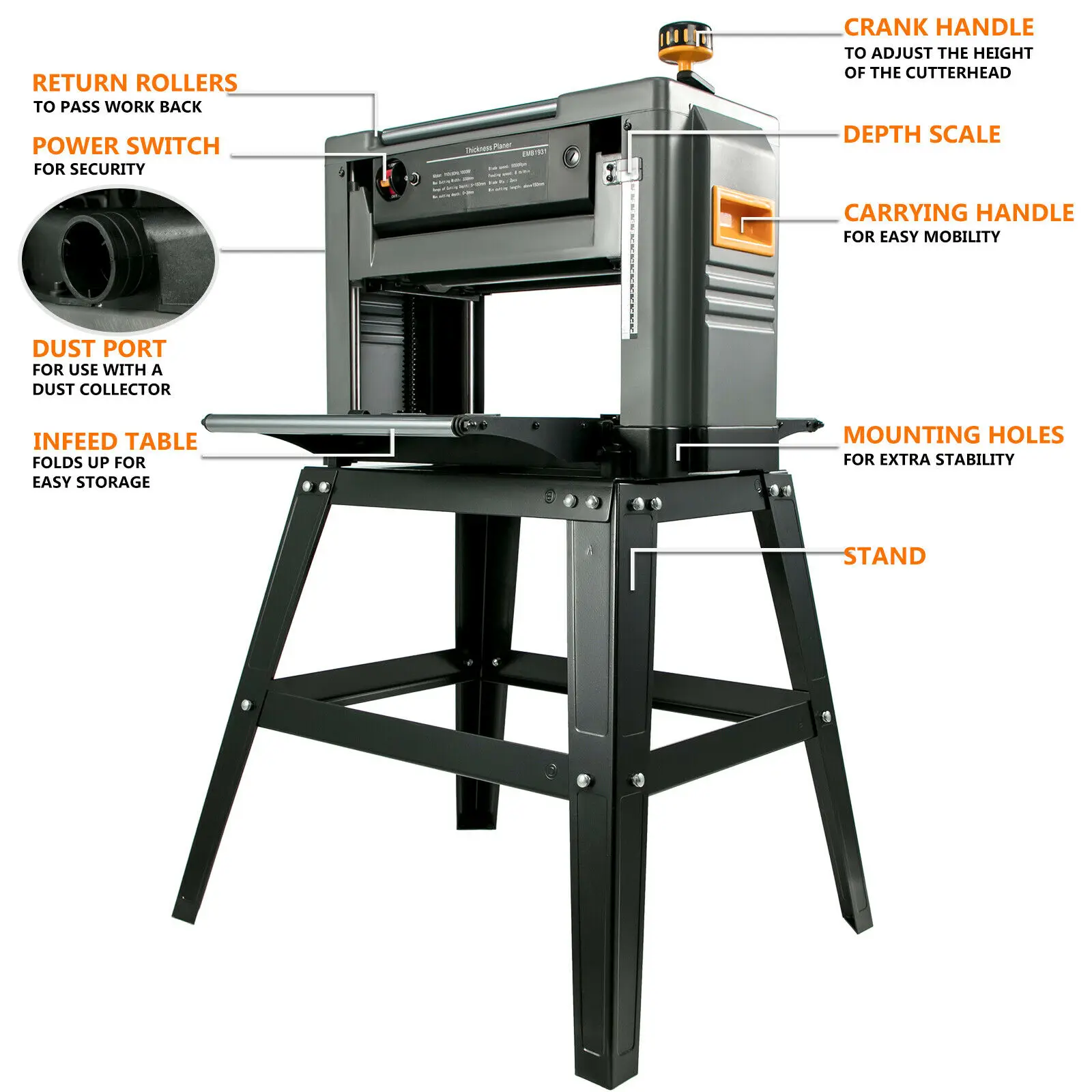 Строгального станка и рейсмусовый станок 12 5 дюйма складной 8 м/мин 2 лезвия Vevor