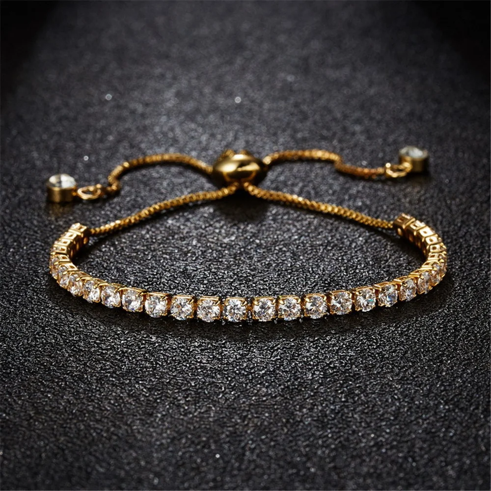 

Retro Fashion 3mm Inlaid Zircon Bracelet Ladies Adjustable Bracelet Women Simplicity Design Wild Chain Bracelet Female 2021 New