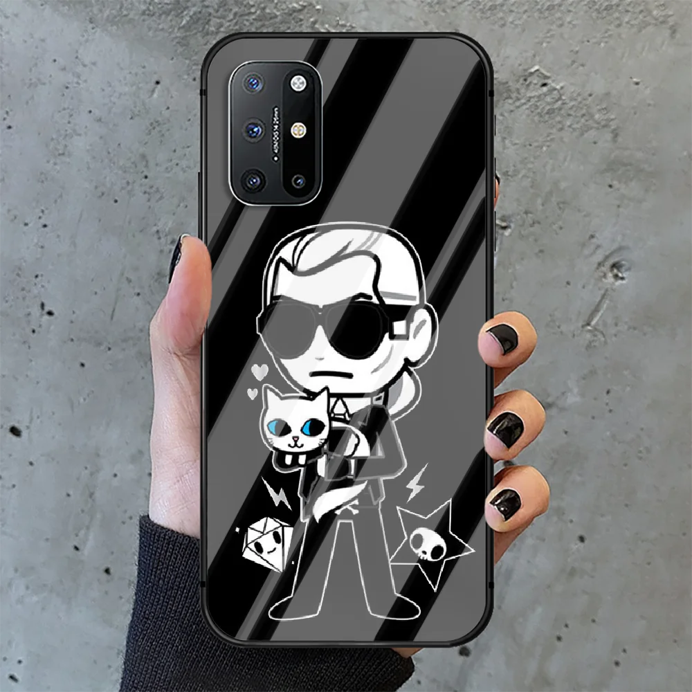 

fashion KARls Phone Tempered Glass Case Cover For Oneplus 5 6 7 8 9 Nord T Pro Shell Cell Back Soft Bumper