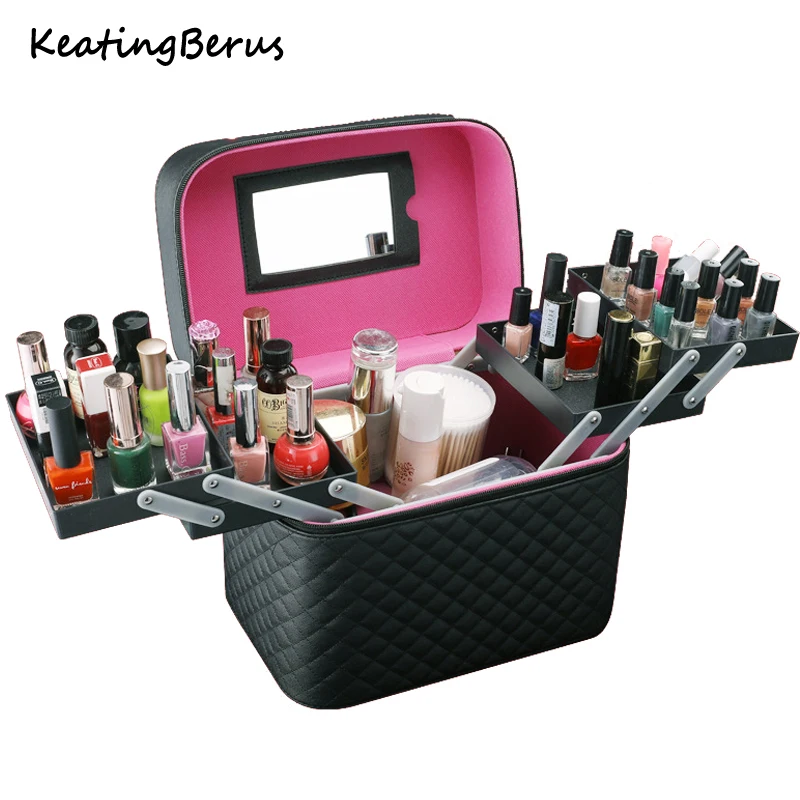 Женская вместительная многослойная коробка для хранения портативный красивый