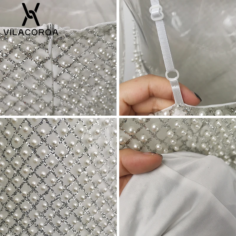 Платье женское с белым жемчугом элегантное пикантное приталенное платье на