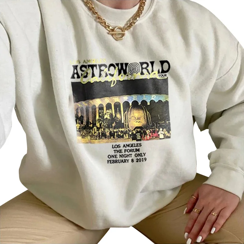 

White Letter Printing Sweatshirt Women Vintage Hoodies Casual Loose Pullover Long Sleeve Brand Fashion Tops Spring Autumn 2021