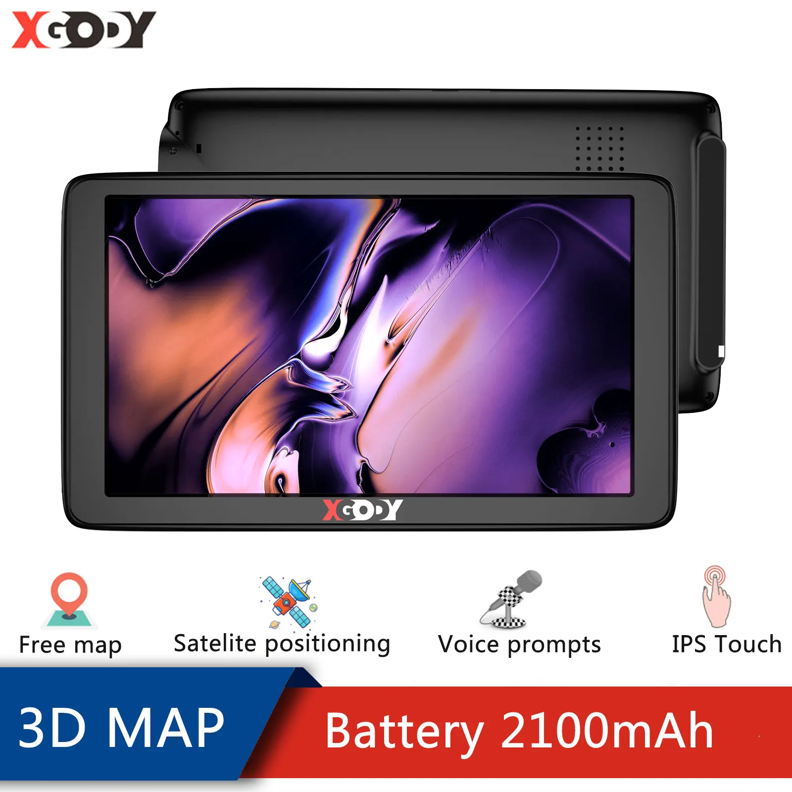 Xgody навигатор для авто автомобиля GPS 7 дюймов сенсорный экран Экран грузовик Зонт