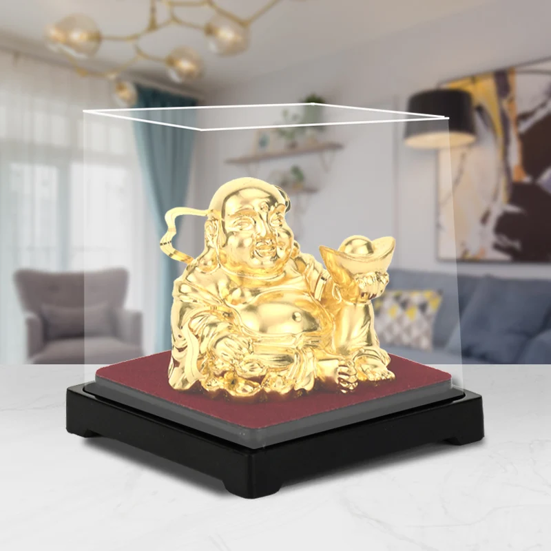 

Laughing Buddha Statue Chinese Feng Shui Money Maitreya Buddha Sculpture Figurines Gold Foil Ornaments Gifts For Home Decoration