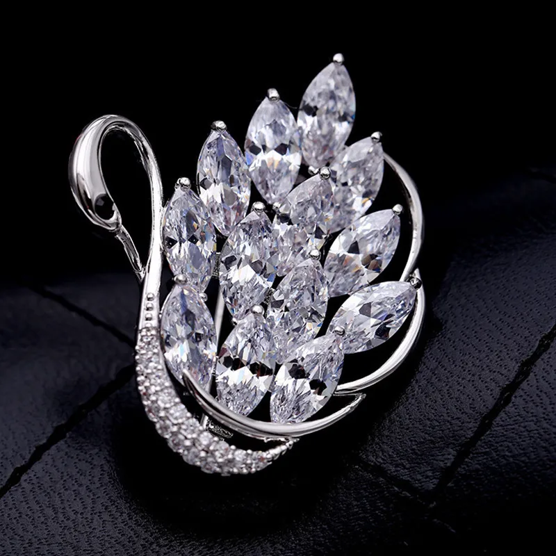 

New product trend S925 silver zircon swan brooch fashion matching accessories high quality customized exquisite gifts for ladies