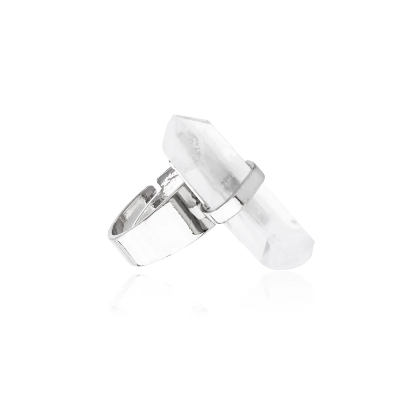 1 шт. кольца с натуральным кристаллом Прозрачный кристаллический кварц