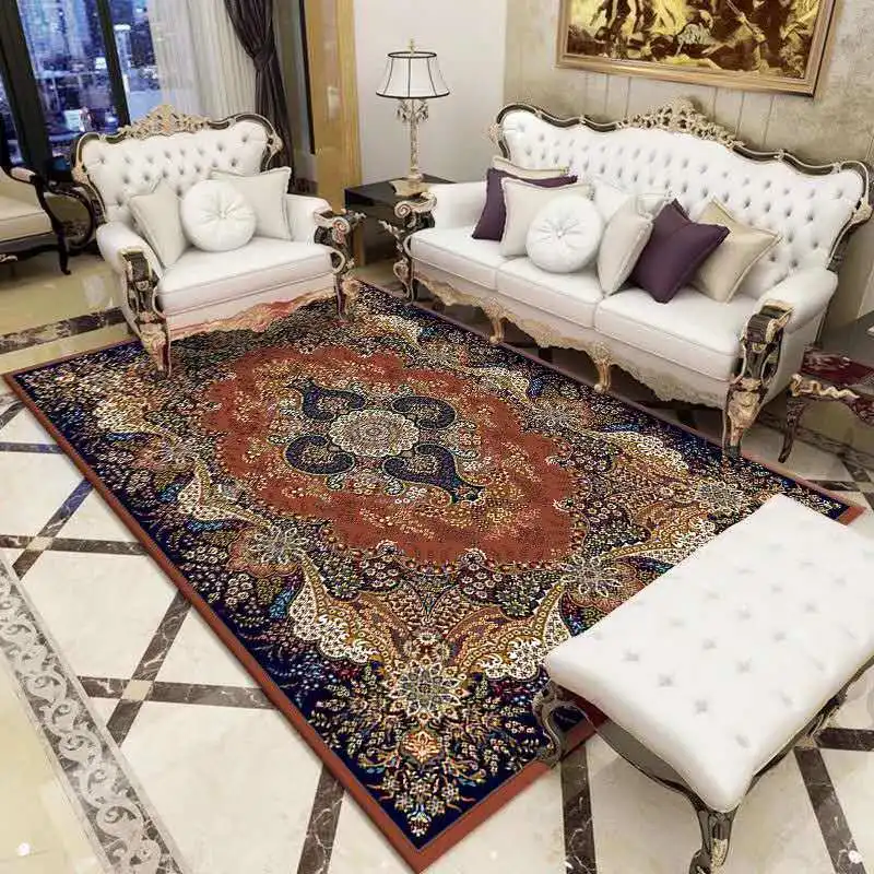 

Persian Printed Carpets Bedroom Parlor Study Floor Carpet Living Room Decorative Anti-Slip Rug Comfortable and Soft Large Rugs