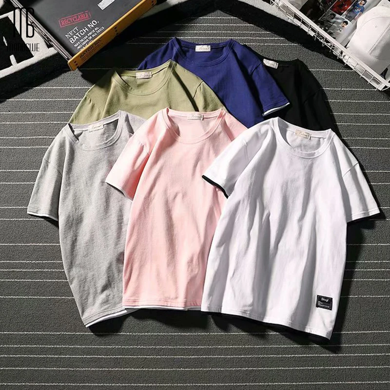 Manoswe/Летний однотонный пуловер с круглым воротником простая свободная футболка