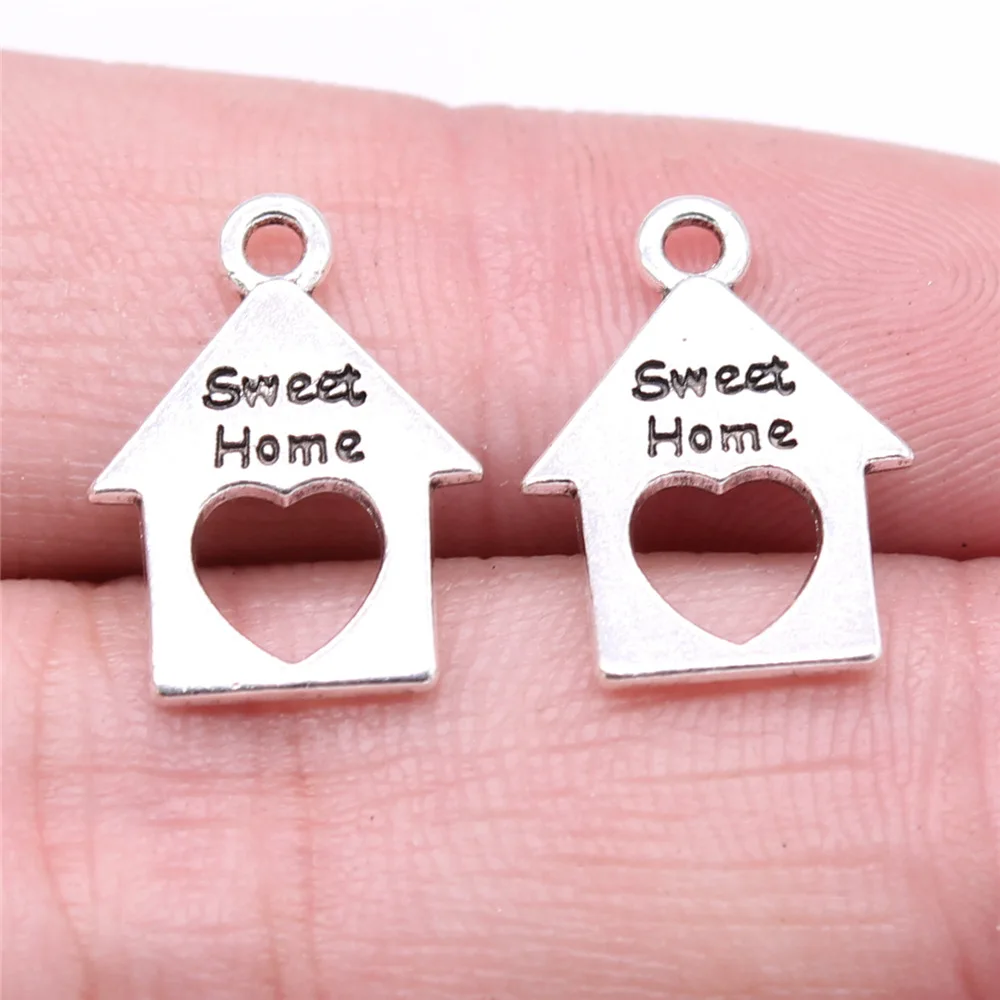

20pcs 17x13mm Antique Silver Color Sweet Home Charms For Jewelry Making B16397