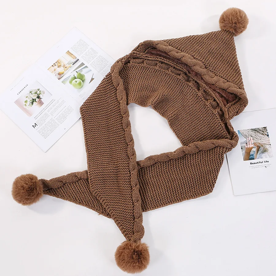 

Winter Scarf & Hat Sets Warm Hat Fashion Knitted Hat Ladies Women Winter Wraps Thick Hat and Scarf Set Ball Decoration