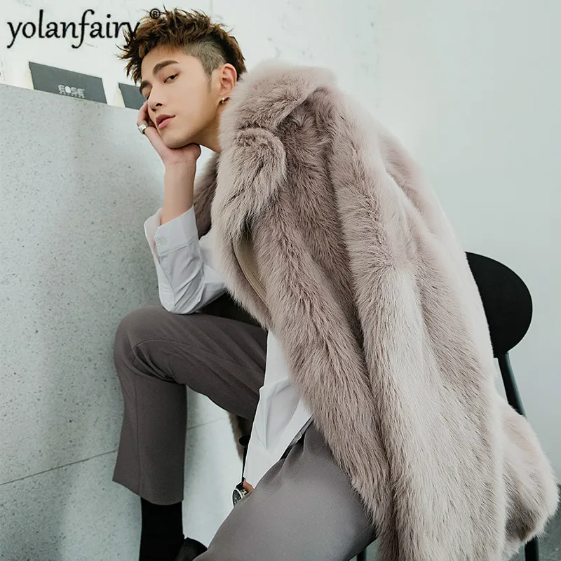 2020 зимнее пальто из натурального меха мужская длинная дубленка куртка