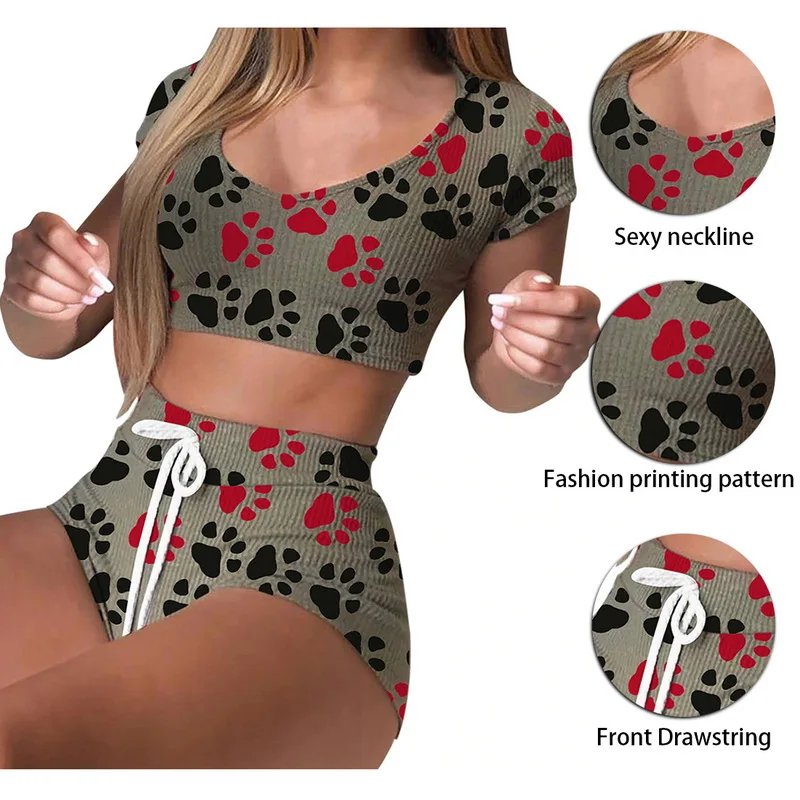 

New Women Pijamas Home Set Sexy Ladies Casual Solid Bodycon Sleepwear Home Suit Brief Elastic Waist Shorts Two-piece Tracksuit