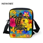 Женская сумка через плечо INSTANTARTS, полинезийская черепаха с цветочным принтом гибискуса, модные женские мессенджеры на ремне