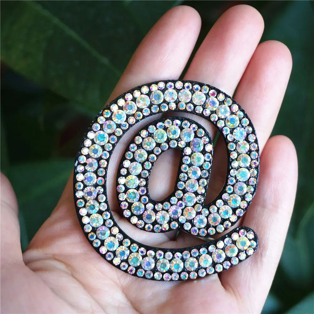 Радужные стразы электронная почта символ AT @ Sign Пришивные патчи блестящие Значки