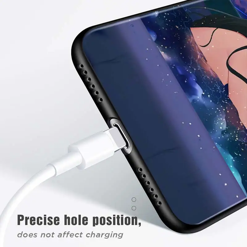 

Japanese Anime Aesthetic Anti-fall Silicone Phone Case For iPhone 11 Pro XS Max X XR 6S 6 7 8 Plus 5S Soft Black Cover Capa
