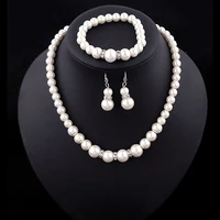 faux pearl choker necklace set cream with bracelet and earrings
