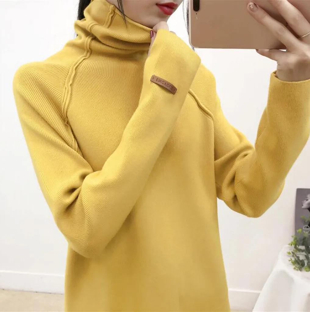 Womail, женский свитер, водолазка, Trui, однотонный, Maglione, пуловер, свитер,, Повседневный, длинный рукав, вязанный жакет, maglioni donna N05