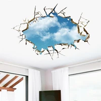 3d window hole 5070cm blue sky clouds wall decals bedroom home decor through landscape wall stickers wallpaper art
