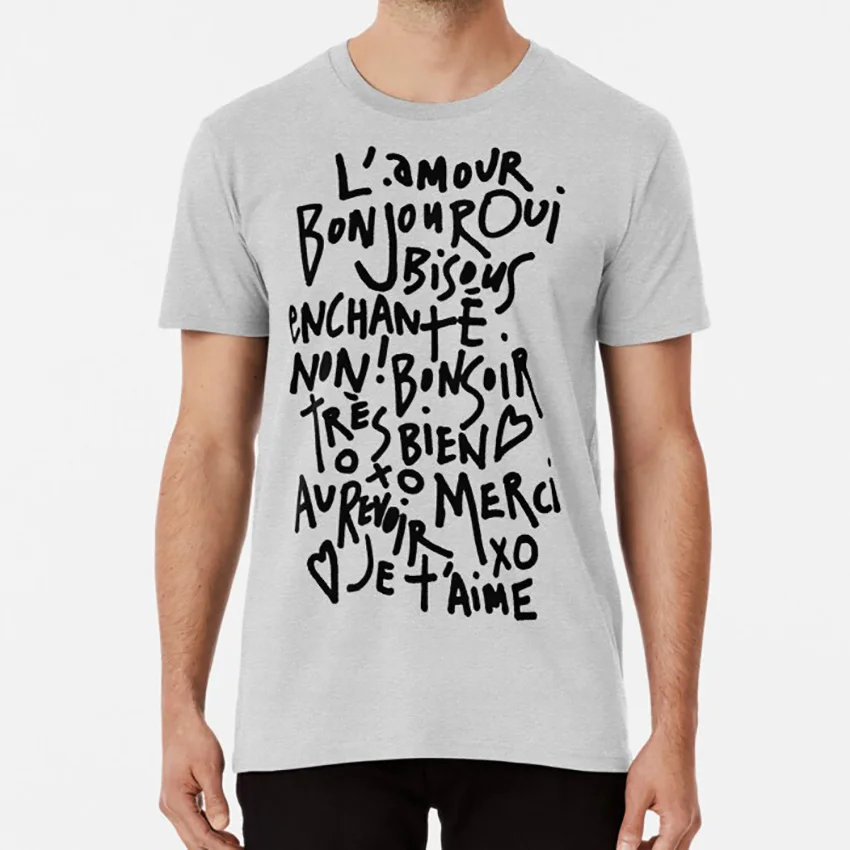 Французская футболка с надписью I HEART ручная работа je taime белый Париж черный цвет