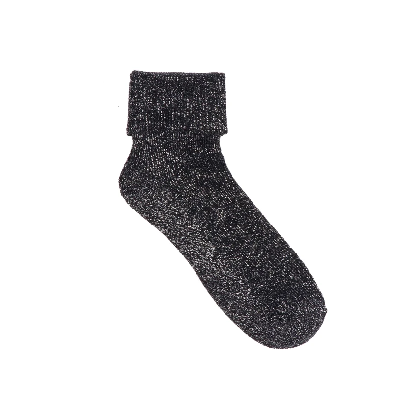 1 pair of high-quality fashion women's socks with gold and silver glittering summer thin and breathable personality cool socks