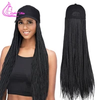 box braids baseball cap wig 24inch long synthetic braid wigs hat with braiding hair extensions for black women adjustable size