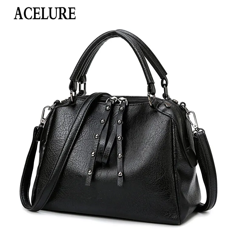 

ACELURE Fashion PU Leather Handbags Women Luxury Shoulder Bags Designer Vintage Handbags High Quality Ladies Boston Tote Bag