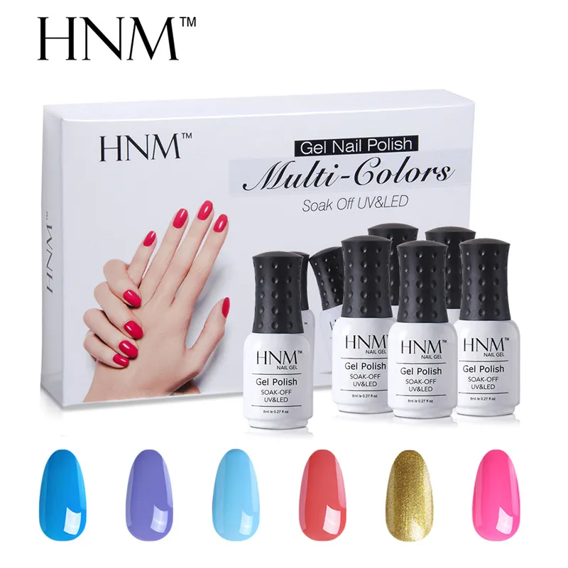 HNM 6pcs/set Nail Art Pure Color 8ML Gel Varnish Sets Nail Polish Kit Manicure UV Gel Lucky Gel Varnish Lacquer DIY For Nail Kit - Цвет: 3
