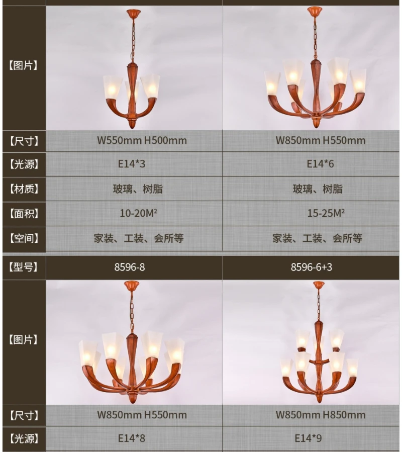 Foyer Parlor High ceiling chandelier Red wood LED suspension luminaire American vintage light glass chandeliers hotel furniture | Освещение