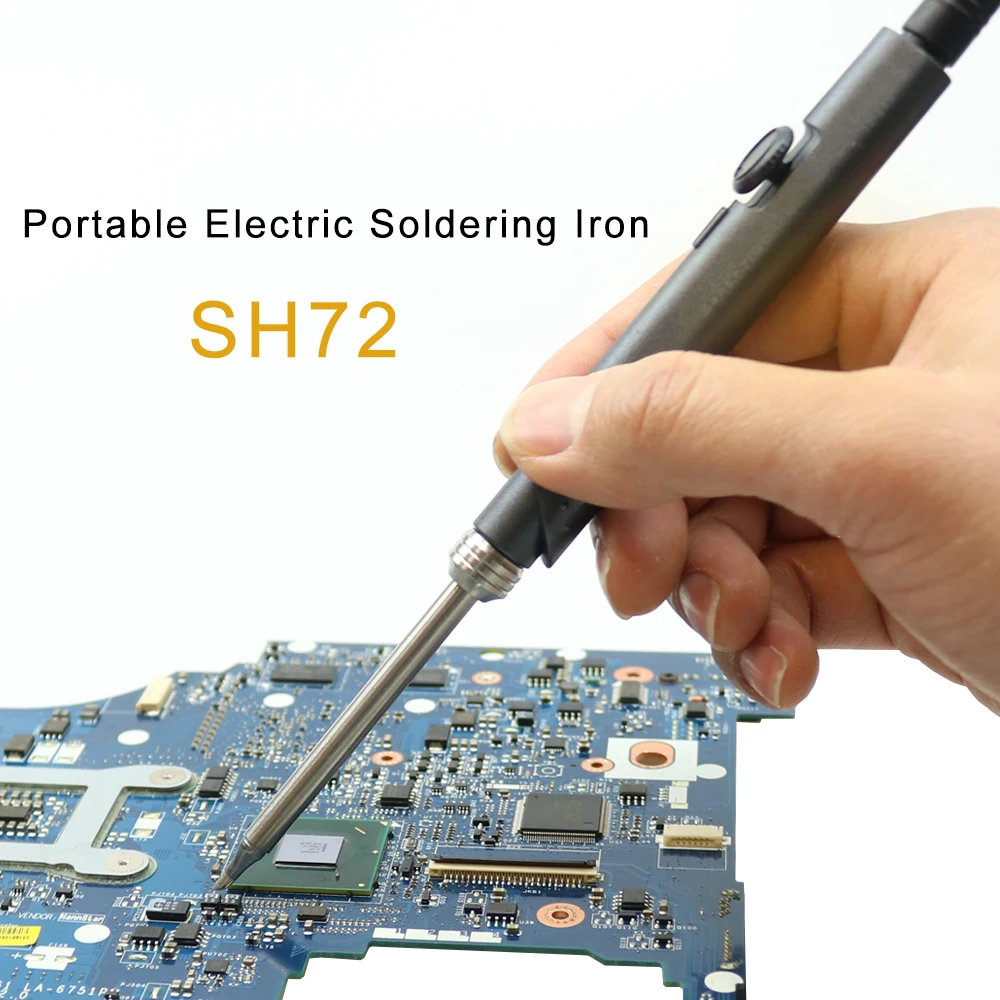 

SH72 65W Mini Electric Soldering Iron Adjustable Temperature Portable Solder Welding Station DC Power Input 220-400C with tin