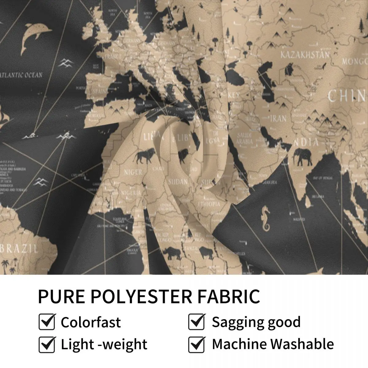Винтажный настенный гобелен с картой мира из полиэстера в стиле хиппи античный