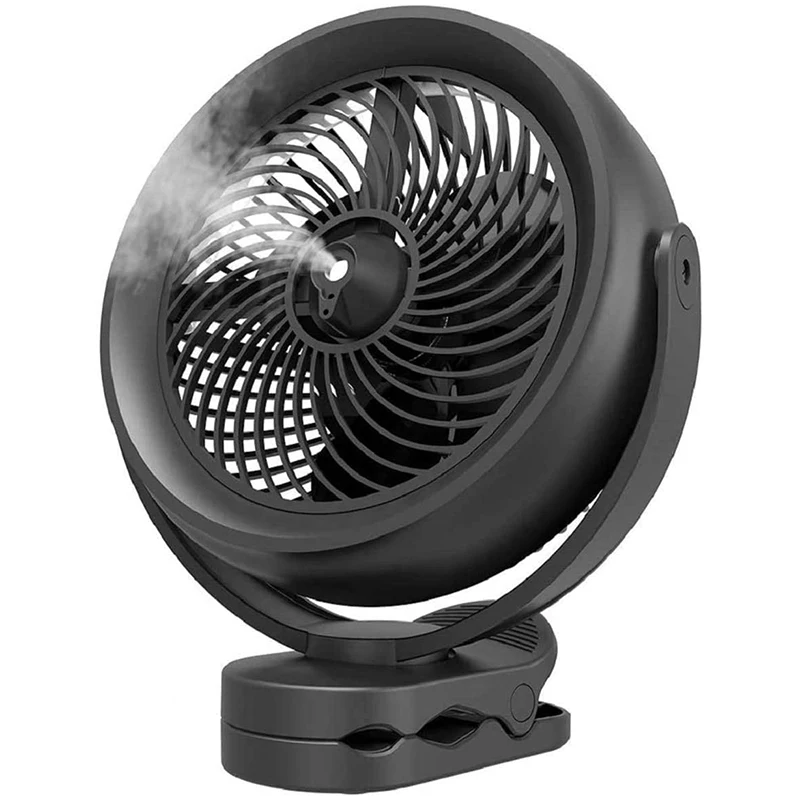 

Battery Operated Fan,Cooling Misting Fan Clip-on Fan Desk Fan,8-Inch 10000MAh Rechargeable Battery,3 Speeds,2 Modes Mist