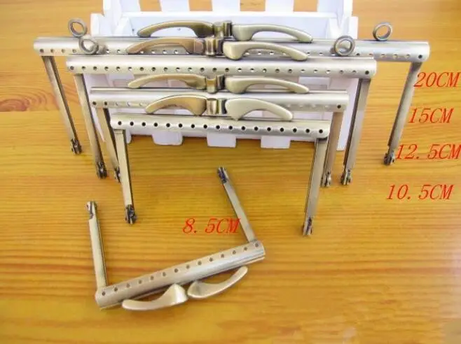 

Wholesale 10Pcs 8.5/10.5/12.5/15/16.5/20cm Metal Frame Purse Handle Coins Bags Metal Kiss Clasp Lock Frame Accessories For Bag