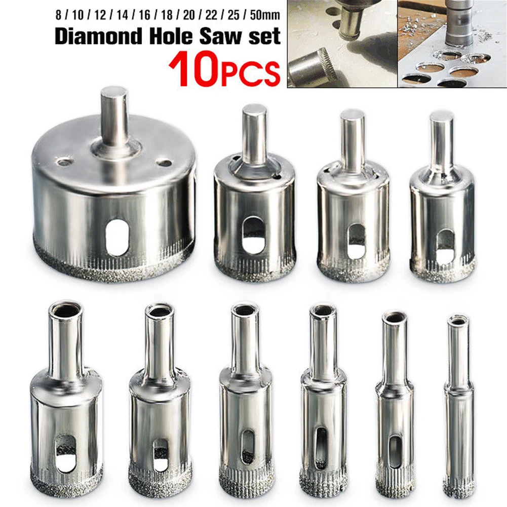 

10pcs Hard Durable 8-50mm For Glass Marble Cutting Tool DIY Home Metal Practical Hole Opener Drill