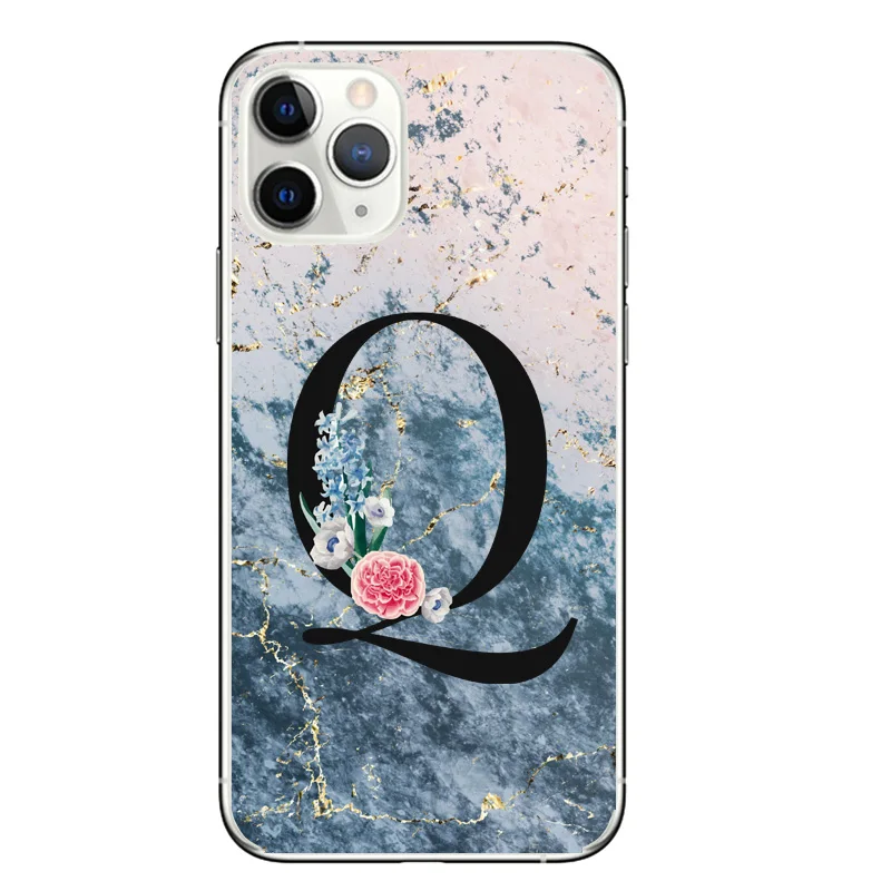 Чехол на заказ с надписью A B C цветы мрамор дизайн чехол для телефона iphone X XS SE 2020 11