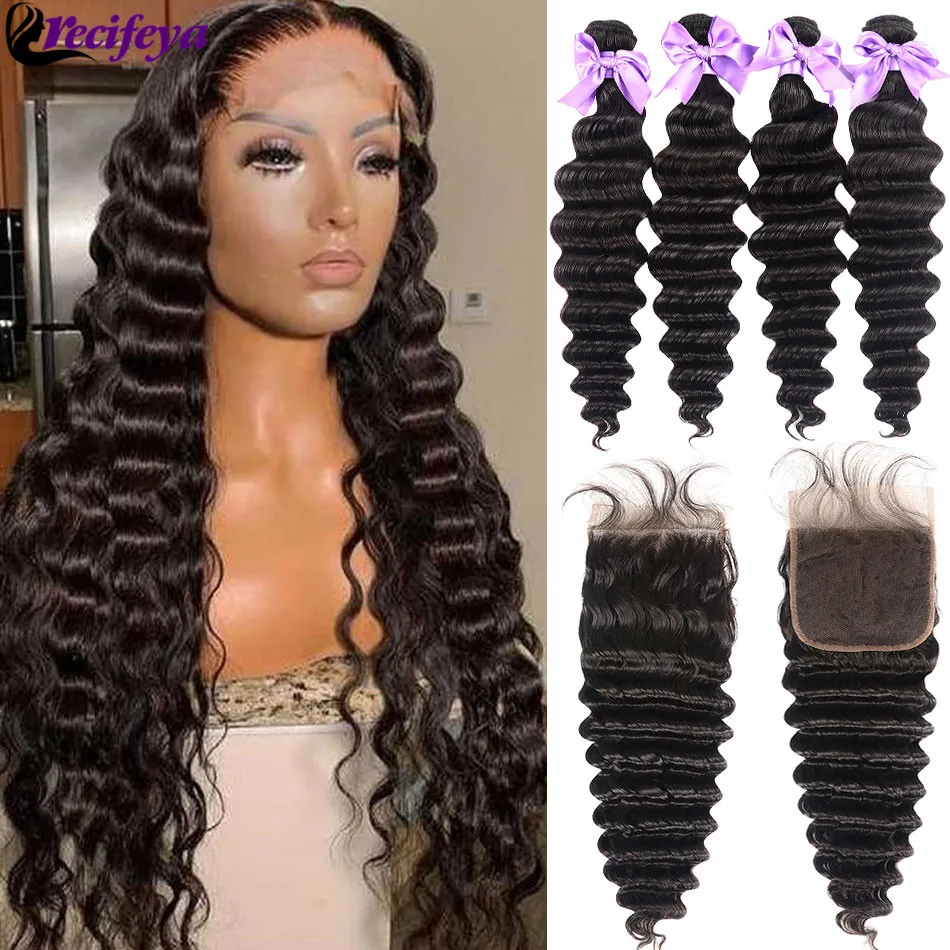 Peruvian Loose Deep Bundles With HD 5x5 Closure 100% Remy Human Hair Bundles With Frontal Transparent Lace Frontal With Bundles