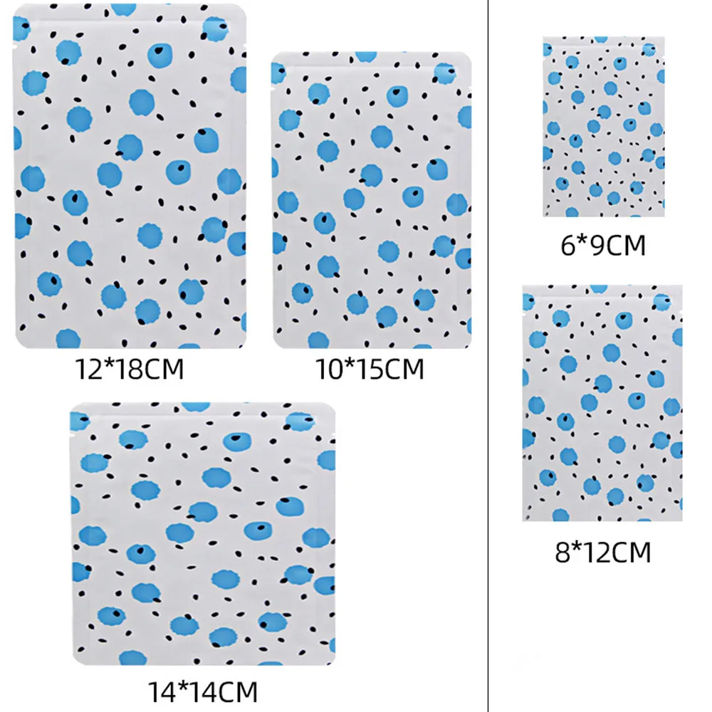 

1000Pcs Blue Dots Open Top Pure Mylar Foil Heat Sealable Waterproof Package Bag Coffee Powder Cereals Pack Pouches