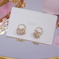 korean fashion super shiny buckle jewelry earrings women 14k gold plated elegant aaa zirconia earrings birthday gifts