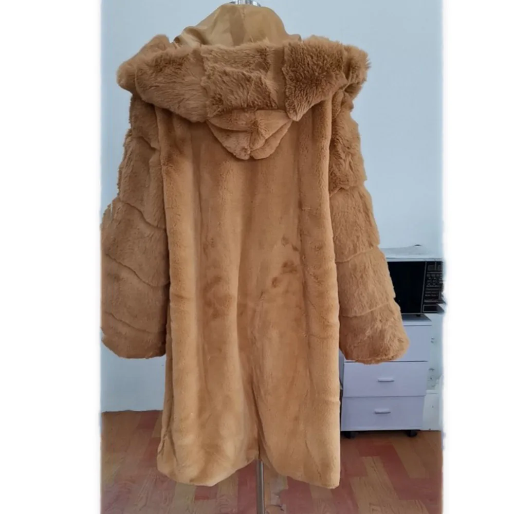 

Faux Fur Overcoat Women Long Thicken Warm Wear Fashion Coat Female Winter Western Fur Collar Hooded Slim Loose Elegant Oversized