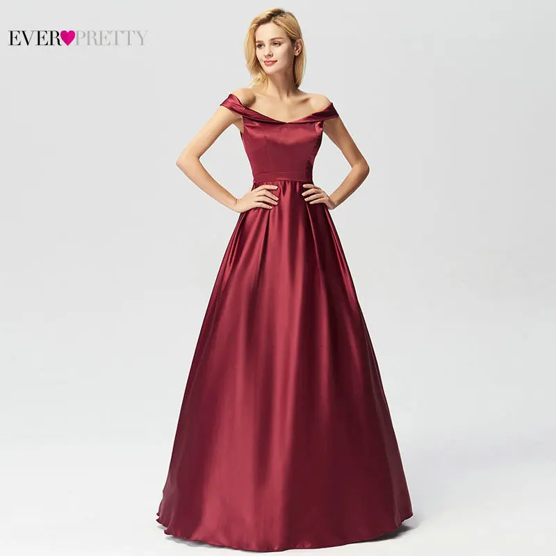 Вечерние платья Длинные Ever Pretty элегантные трапециевидные бордовые с открытыми плечами без рукавов новое поступление платья для особых случаев свадьбы
